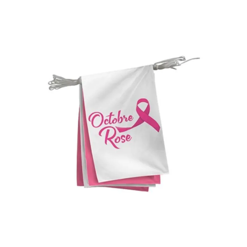 Guirlande de 20 fanions alternés pour Octobre Rose