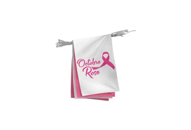 Guirlande de 20 fanions alternés pour Octobre Rose