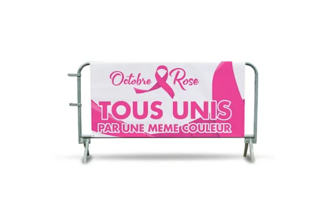 Cache barrière en bâche PVC pour les événements Octobre Rose