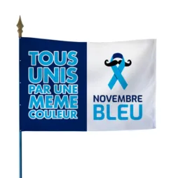 Drapeau sur hampe pour action movember novembre bleu