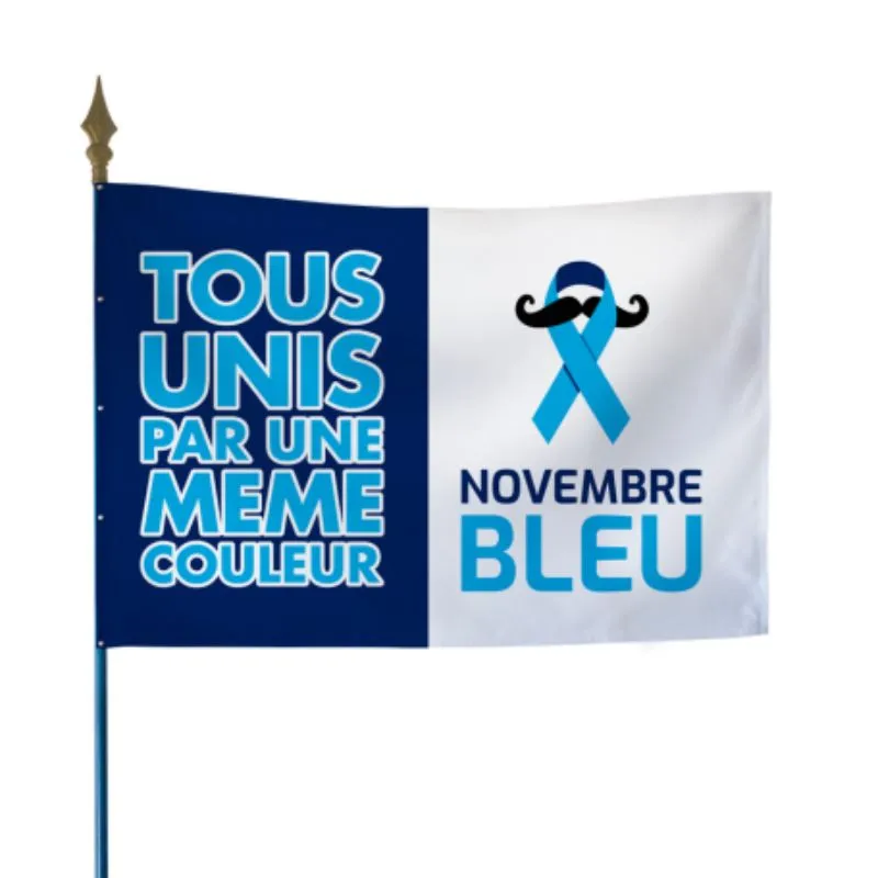 Drapeau sur hampe pour action movember novembre bleu