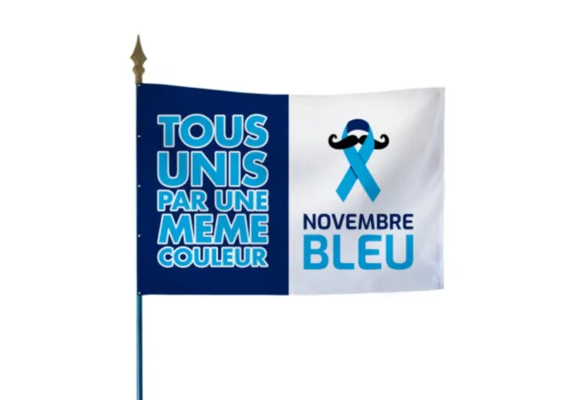 Drapeau sur hampe pour action movember novembre bleu
