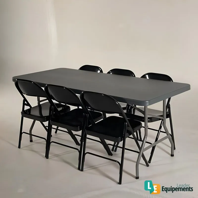 ensemble table et chaises pliantes en métal