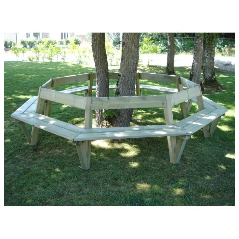 Banquette publique en bois - entourage d'arbre