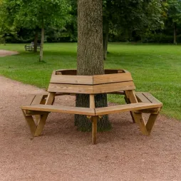 Banc circulaire en bois