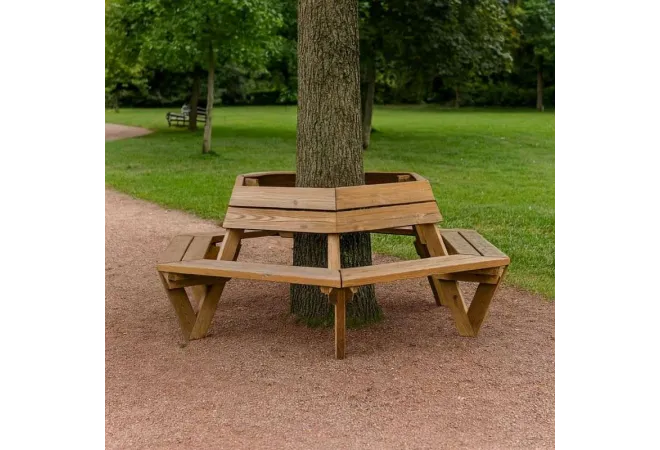Banc circulaire en bois