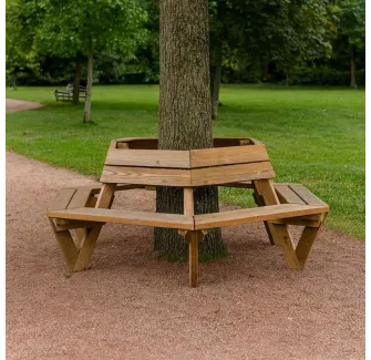 Banc circulaire en bois