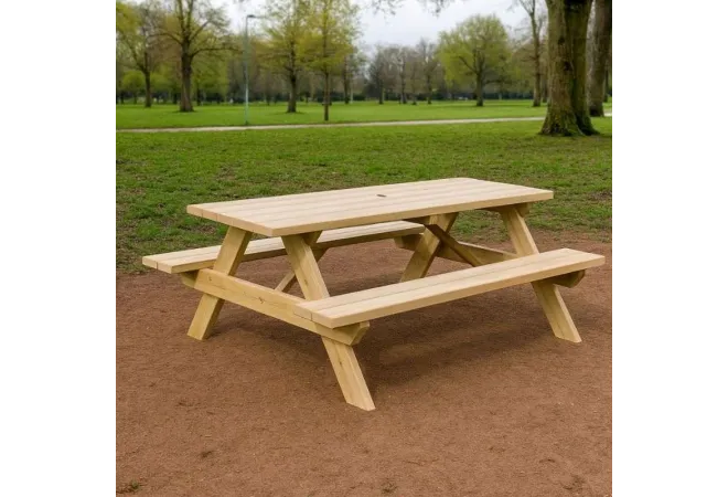 Table de pique-nique en bois pour les espaces publics extérieurs