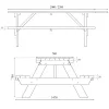 Dimensions de la table de picnic avec bancs intégrés