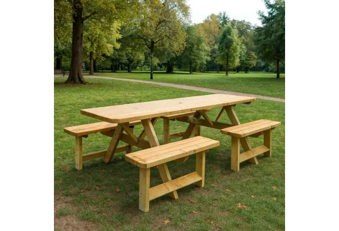 Table de picnic en bois pour 8 personnes