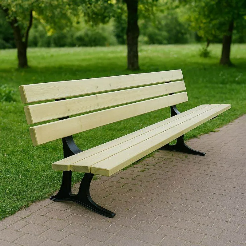 Banc avec 6 lames en pin certifié FSC et piètement en fonte