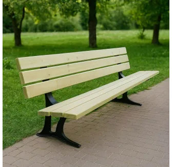 Banc avec 6 lames en pin certifié FSC et piètement en fonte