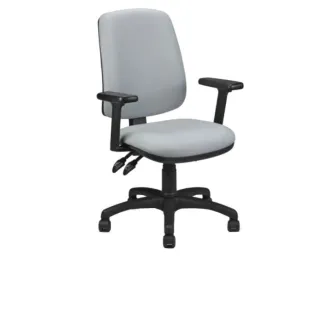 Chaise de bureau su roulettes avec accoudoirs, tissus gris