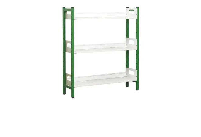 Rayonnage pour bureau 3 étagères droites, piétement vert