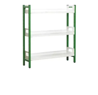 Rayonnage pour bureau 3 étagères droites, piétement vert