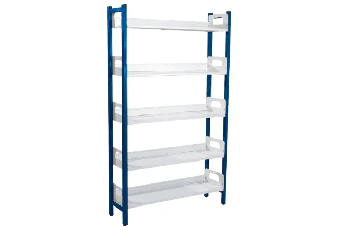 Meubles de rangement bureau piètement bleu et 5 étages