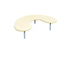 Table scolaire en forme de haricot en mélaminé coloris champagne