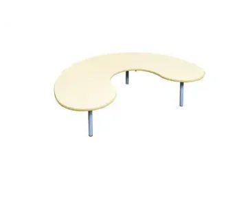 Table scolaire en forme de haricot en mélaminé coloris champagne