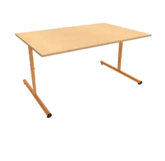 Table d'école maternelle réglable en hauteur, plateau mélaminé.