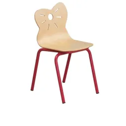 Chaise d'école maternelle avec coque en multiplis hêtre et piétement époxy