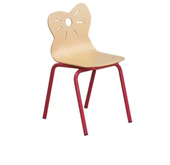 Chaise d'école maternelle avec coque en multiplis hêtre et piétement époxy