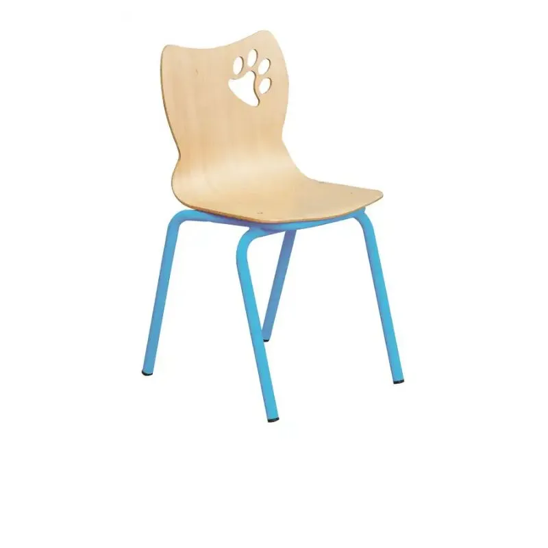 Chaise d'école maternelle assise coque piétement tube coloris bleu clair