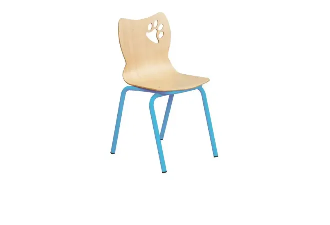 Chaise d'école maternelle assise coque piétement tube coloris bleu clair