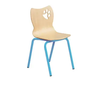 Chaise d'école maternelle assise coque piétement tube coloris bleu clair