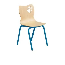 Chaise maternelle coque multiplis hêtre et piétement bleu