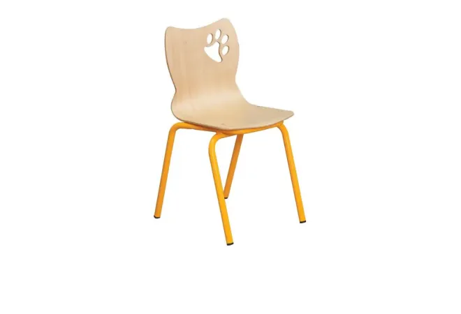 Mobilier maternelle chaise coque avec piétement jaune
