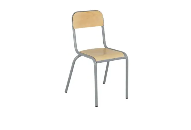 Chaise scolaire avec piétement gris