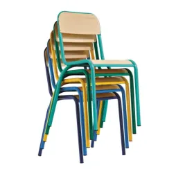 Chaises scolaires empilables multicolores