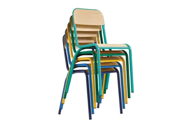 Chaises scolaires empilables multicolores