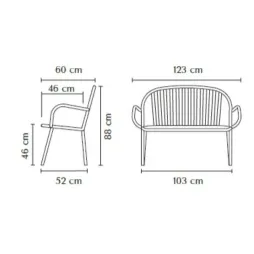 Dimensions du banc public 2 places