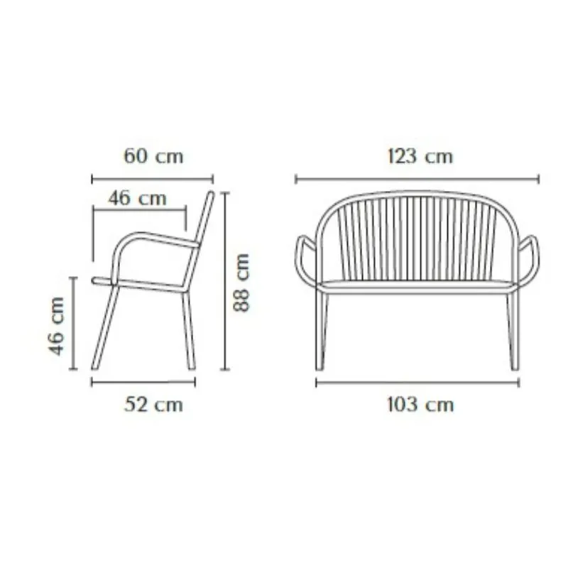 Dimensions du banc public 2 places