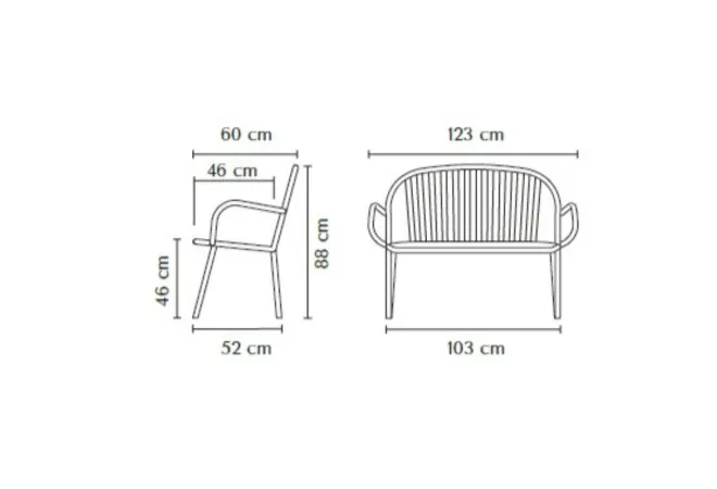 Dimensions du banc public 2 places