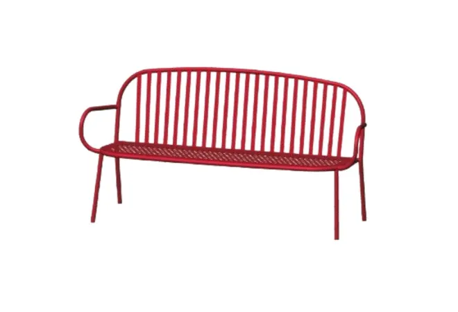 Banc urbain en acier couleur rouge 3 places