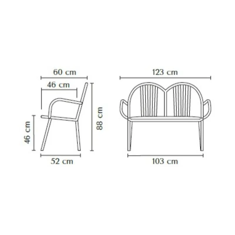 Dimensions du banc public duo