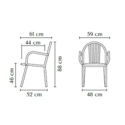 Dimensions du fauteuil extérieur en acier