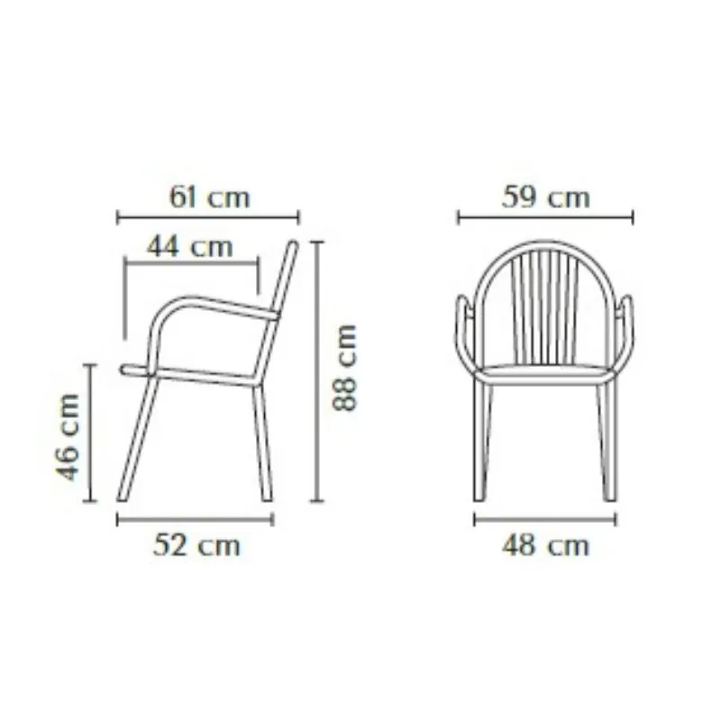 Dimensions du fauteuil extérieur en acier
