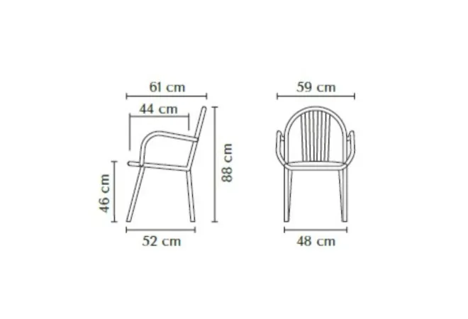 Dimensions du fauteuil extérieur en acier