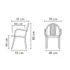 Dimensions du fauteuil extérieur en acier