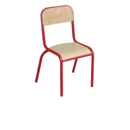 Chaise scolaire pour maternelle multiplis hêtre et acier rouge