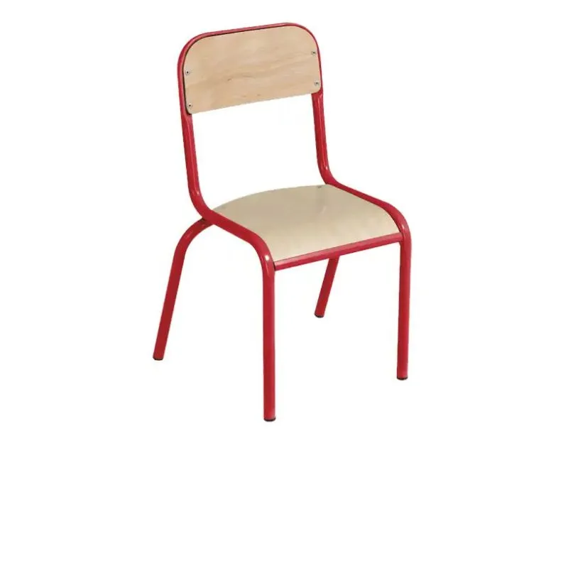 Chaise scolaire pour maternelle multiplis hêtre et acier rouge