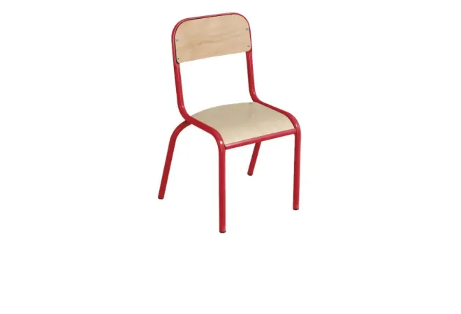 Chaise scolaire pour maternelle multiplis hêtre et acier rouge
