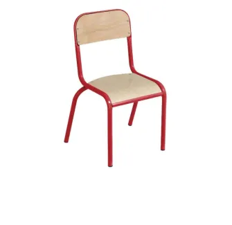 Chaise scolaire pour maternelle multiplis hêtre et acier rouge