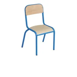 Chaise empilable pour maternelle acier bleu