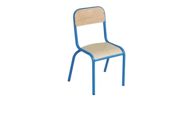 Chaise empilable pour maternelle acier bleu