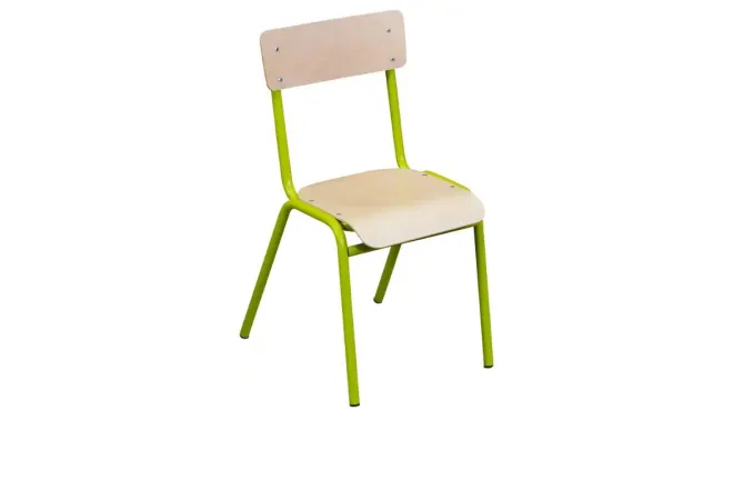 Chaise scolaire pour école maternelle en acier vert anis
