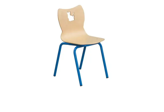 Chaise scolaire empilable à coque piétement bleu
